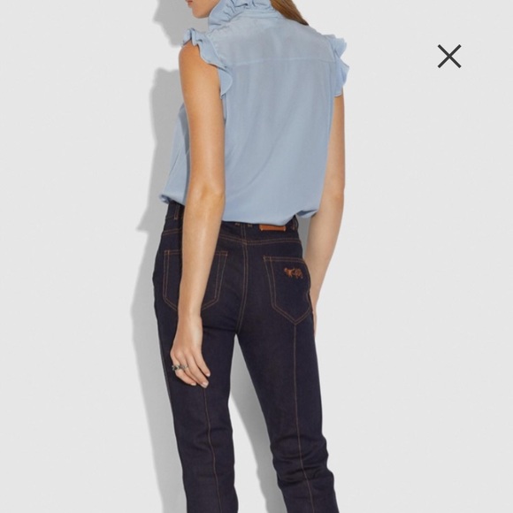 Coach Tie Neck Sleeveless Ruffle Blouse - Picture 2 of 8